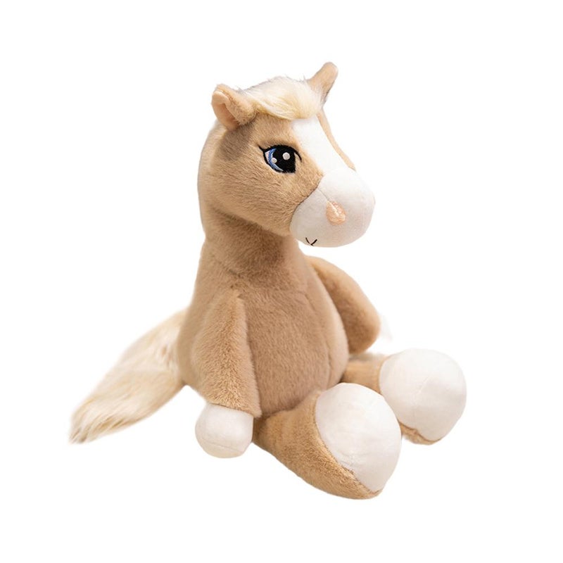 A plush horse doll with dangling legs, realistic sitting posture, big-eyed horse doll, mascot doll for the Year of the Horse, a gift.